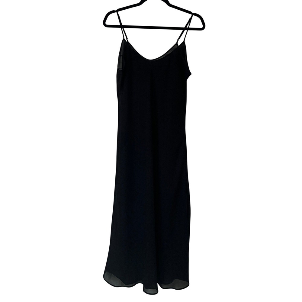 Farr West Sheer Midi Maxi Slip Dress Black women's Sz 40 M/L Vintage EUC